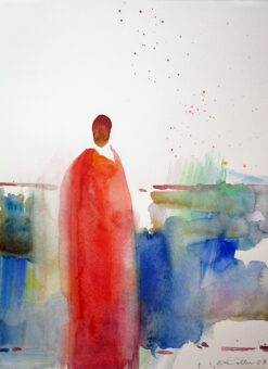 Rote Figur vor Blau