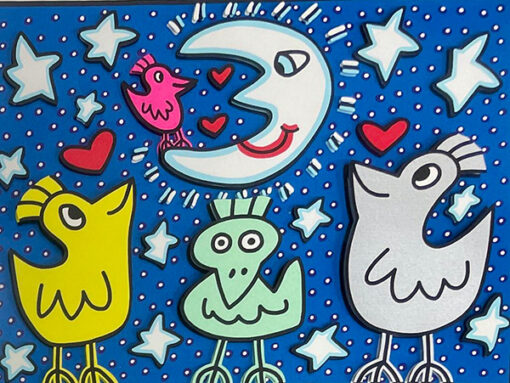 The birds love the moon